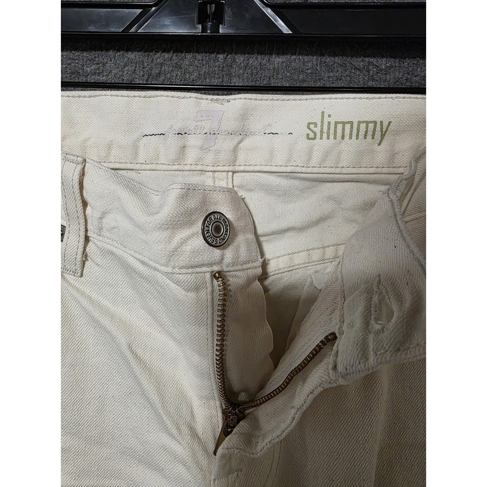 7 For All Mankind Jeans Women 30 Luxe Performance Slimmy Mid Rise Off Whit Cream - Picture 6 of 9